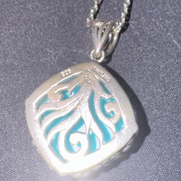 Turquoise necklace with silver chain - Picture 5 of 5
